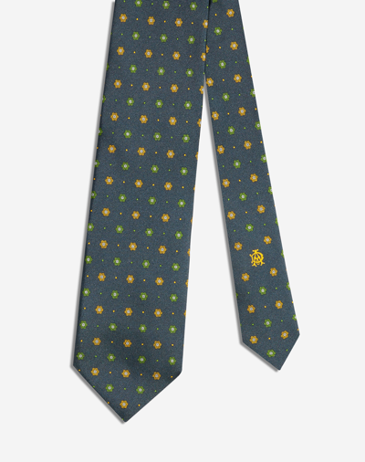 Dunhill Silk Floral Neats Printed Tie 8cm In Grey