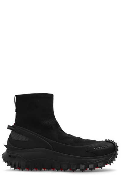 Moncler Trailgrip Knit Sneakers In Black