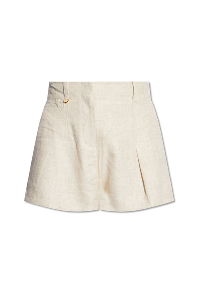 Jacquemus High Waisted Shorts In Beige