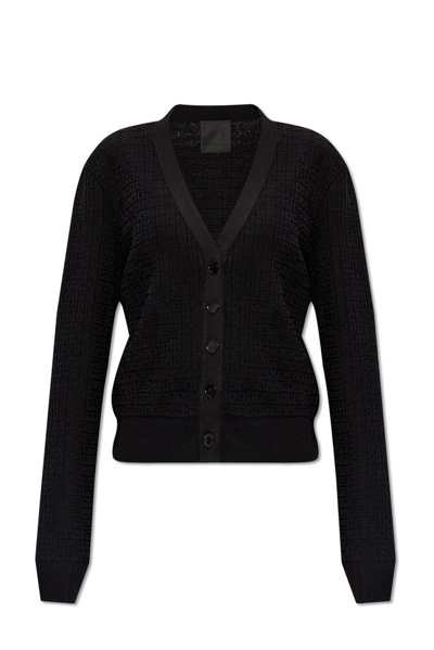 Givenchy 4g Jacquard Knitted Cardigan In Black