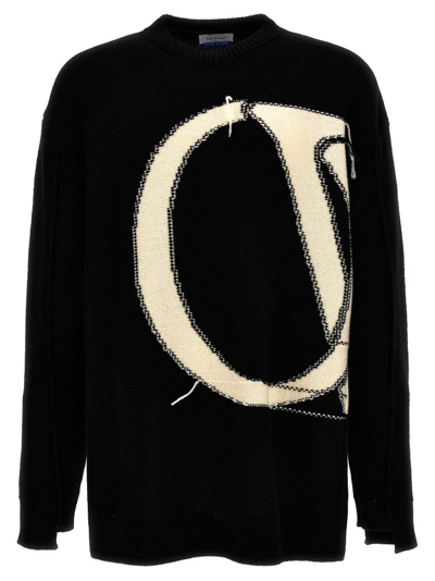 Off-white Pullover Mit Intarsien-logo In Black