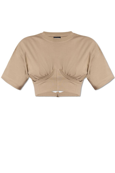 Jacquemus Caraco Cropped T In Light Khaki