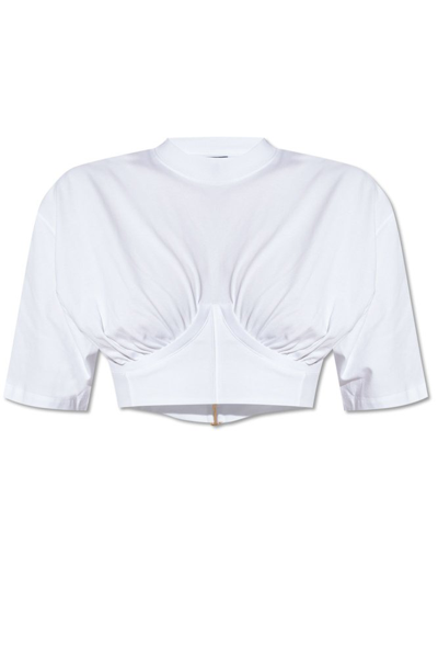 Jacquemus Le T-shirt Caraco Cotton-blend Crop Top In White