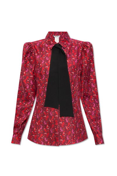 Max Mara Neck Scarf Detailed Shirt In Red