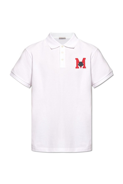 Moncler Logo-embroidered Cotton Polo Shirt In White