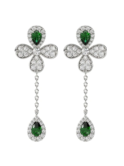 Marchesa Floral White Gold Drop Earrings