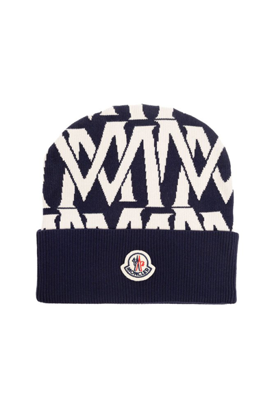 Moncler Logo Patch Beanie In Multi