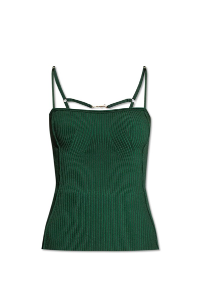 Jacquemus Ribbed Singlet Top In Green