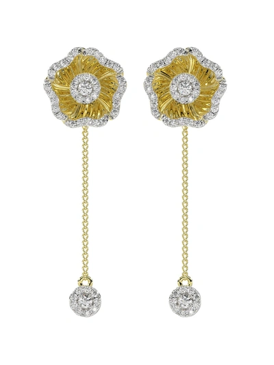 Marchesa Halo Flower Rose Gold Drop Earrings