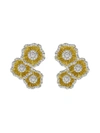 MARCHESA HALO FLOWER YELLOW GOLD EARRINGS