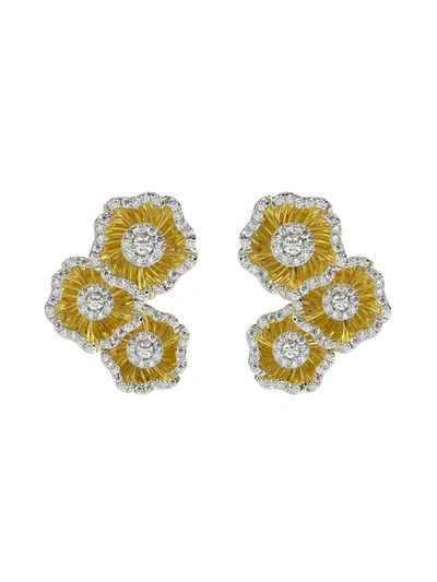 Marchesa Halo Flower Yellow Gold Earrings