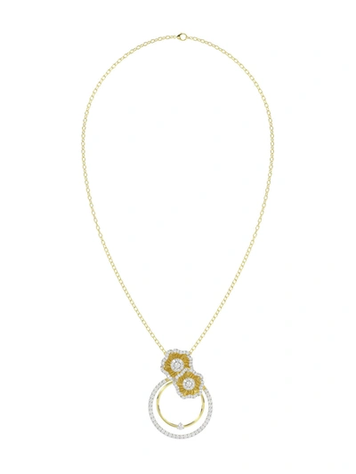 Marchesa Halo Flower Yellow Gold Pendant Necklace