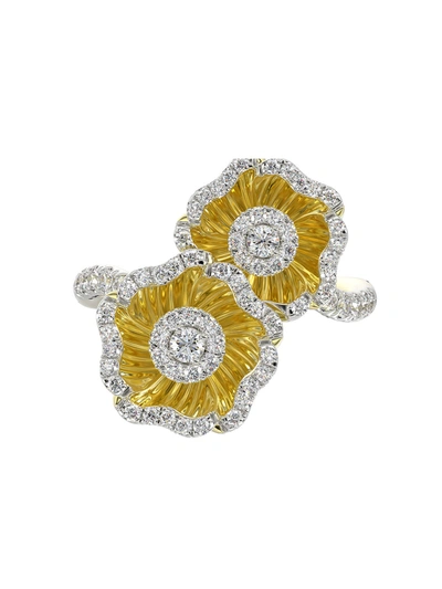 Marchesa Halo Flower Yellow Gold Ring