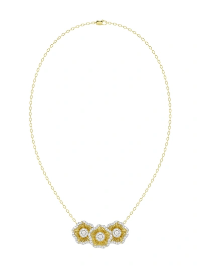 Marchesa Halo Flower Yellow Pendant Necklace In Yellow Gold