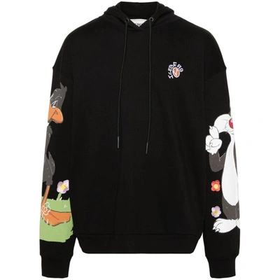 Iceberg Cartoon-print Hoodie In Black