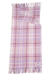Acne Studios Fringed Plaid Scarf In Violet Purple
