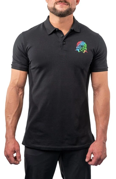 Maceoo Men's Polo Shirt With Multicolor Logo In Black