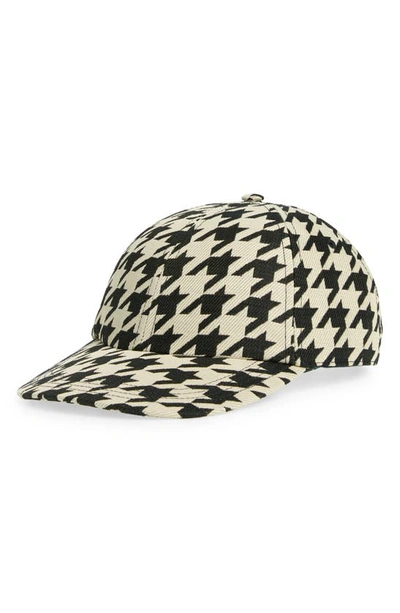 Burberry Houndstooth-pattern Cotton Cap In Ivy