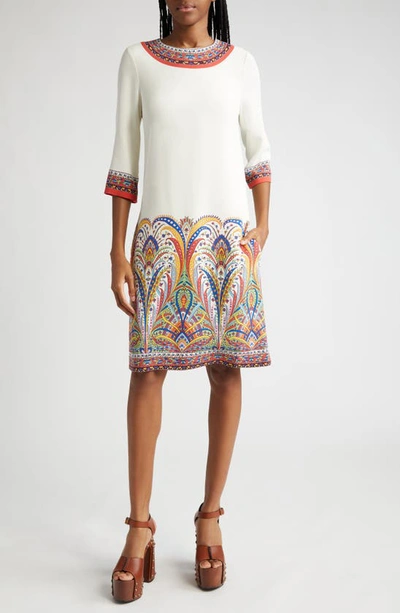 Etro Paisley-print Cady Dress In Ivory