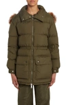 MONCLER TADORNE QUILTED DOWN PARKA WITH GENUINE SHEARLING TRIM