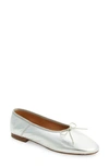 Mansur Gavriel Bow-detailed Metallic Leather Ballet Flats In Silver