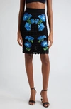 Dolce & Gabbana Campanula Floral-pattern Crochet Skirt In N0000nero