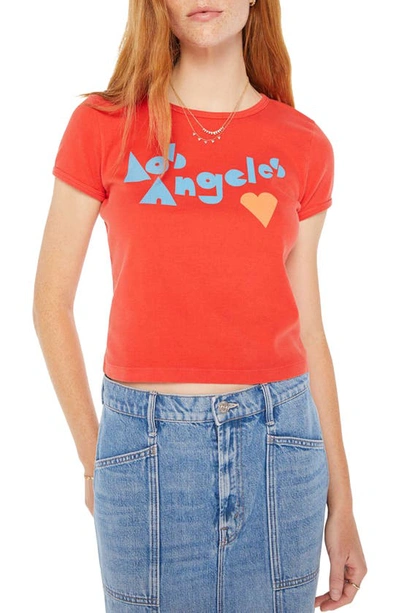 Mother The Itty Bitty Ringer Cropped Tee In Orange