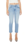 MOTHER LIL' INSIDER FRAYED STEP HEM CROP SKINNY JEANS