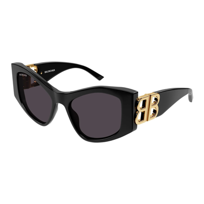Balenciaga Cut-out Bb Acetate Cat-eye Sunglasses In Grey