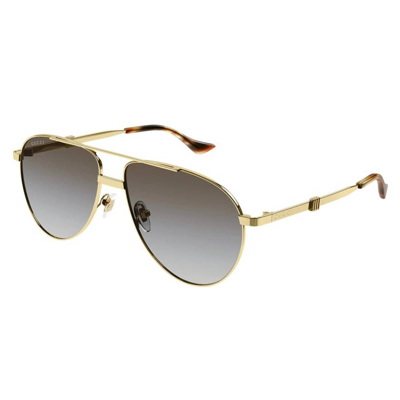 Gucci Eyewear Pilot Frame Sunglasses In Brown / Gold