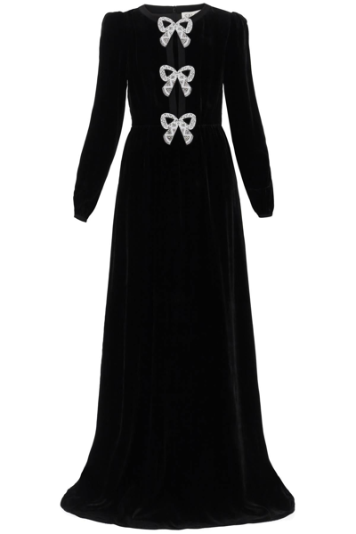 Saloni Camille Embellished Velvet Gown In Black