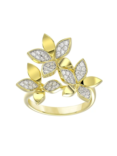 Marchesa 18k黄金 Wild Flower 钻石戒指 In Yellow Gold