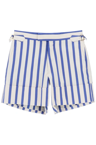 Vivienne Westwood Bertram Striped Cotton Twill Mini Shorts In Blue