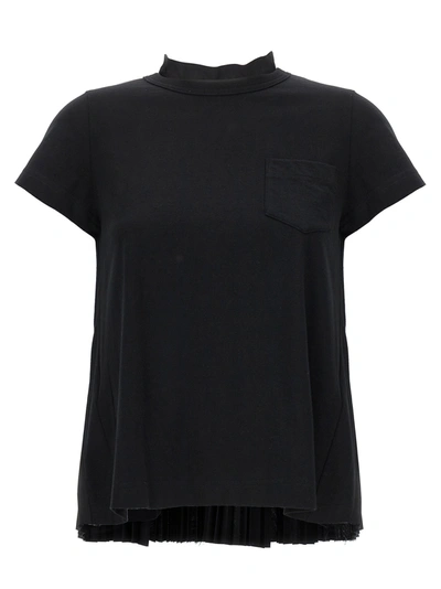 Sacai Back Pleated T-shirt In Black