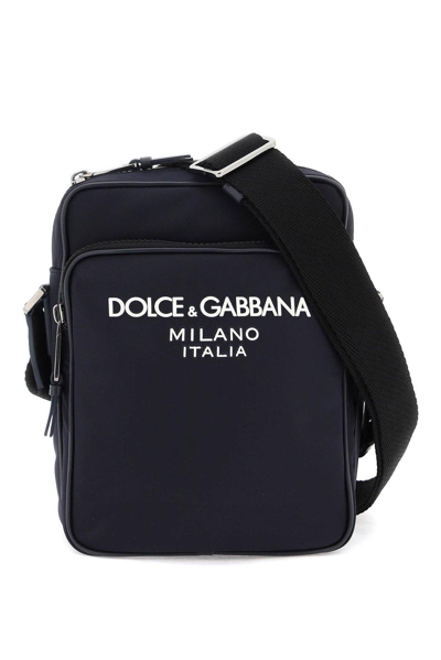 Dolce & Gabbana Logo-print Zip-fastening Shoulder Bag In Blu