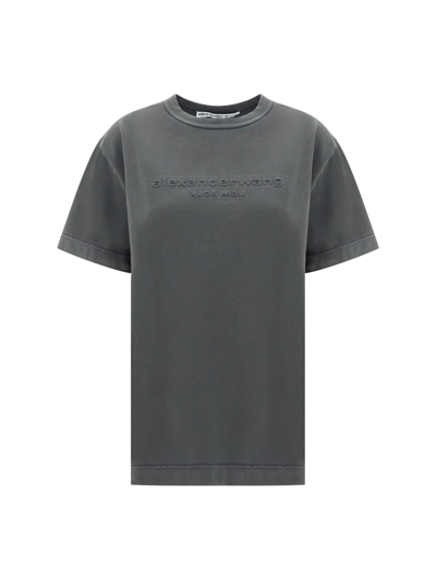 Alexander Wang T-shirt E Polo Soft Obsidian In Grey