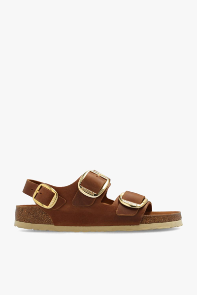 Birkenstock Milano Big Buckle Sandals In Leather Brown