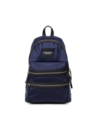 Marc Jacobs The Biker Logo-patch Zipped Large Backpack In Navy