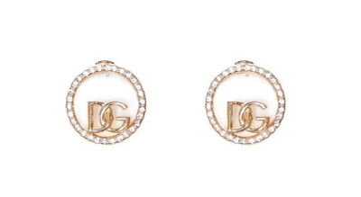 Dolce & Gabbana Dg Logo Embellished Hoop Earrings In Neutral