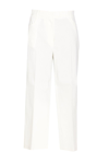 Pinko Protesilao Linen Blend Cropped Trousers In Bianco Seta