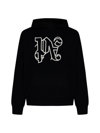 PALM ANGELS MONOGRAM EMBROIDERED KNITTED HOODIE