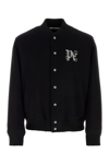 Palm Angels Monogram Embroidered Bomber Jacket In Nero