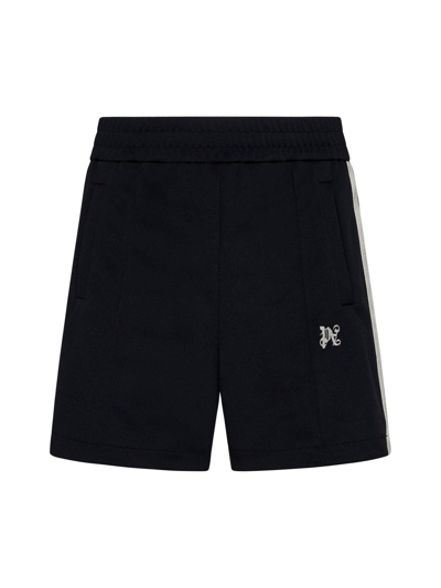 Palm Angels Logo Embroidered Sweat Shorts In Black