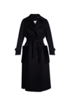 Max Mara Long-sleeved Lapel Coat In Nero