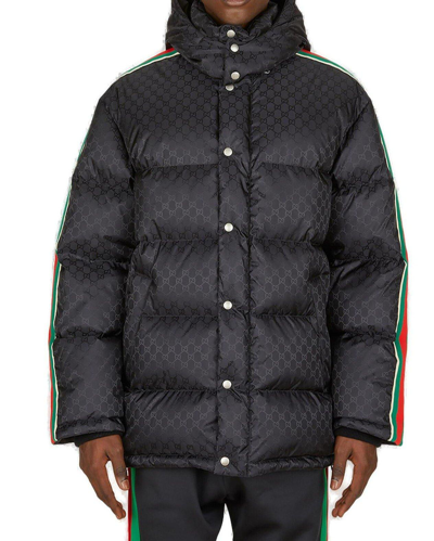 Gucci Gg Nylon Jacquard Jacket With Web In Black Mix