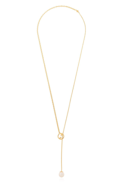 Gucci Blondie Embellished Drop Necklace In Cream