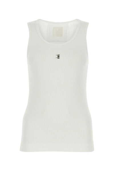 Givenchy Canotta In Cotone Stretch Bianco Donna In White