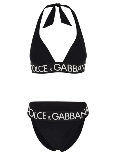 Dolce & Gabbana Logoed Bikini In Black