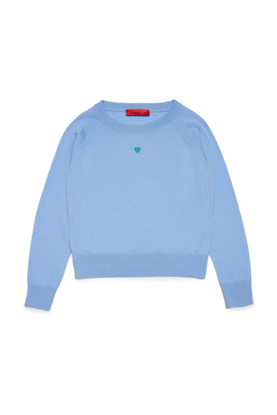 Max&amp;co. Kids' Heart Embroidered Knitted Jumper In Blue