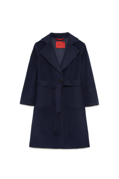 Max&amp;co. Kids' Belted Single-breasted Long Sleeevd Coat In Blu